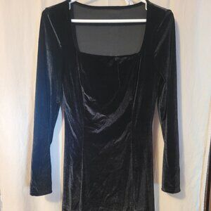 Ankomia Sexy Velvet Bodycon Square Neck Long Sleeve Mini Dress Large